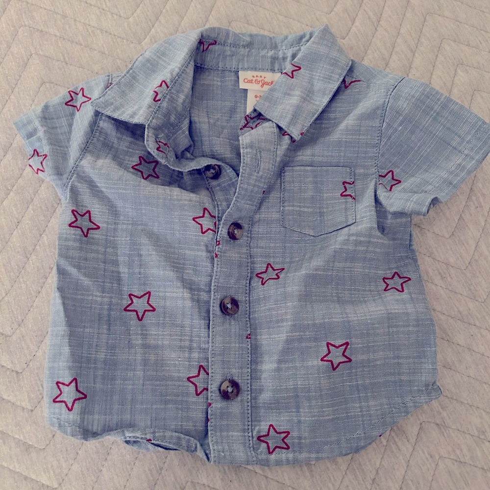 Cat and Jack collared tee, 0-3 months (never worn!)